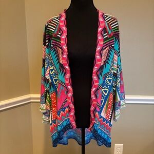 Flying Tomato Colorful Boho Kimono Duster Festival Layer Size L